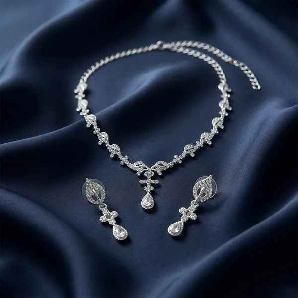 The99jewel_Elegant_Austrian_Stone_Party_Wear_Necklace_Set_Silver
