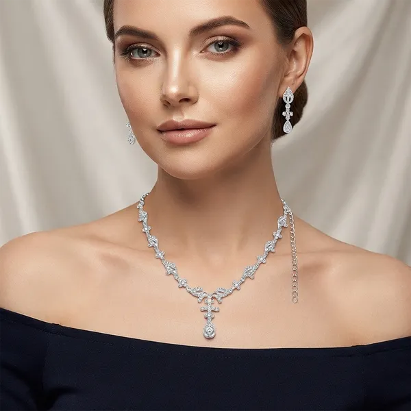 The99jewel_Elegant_Austrian_Stone_Party_Wear_Necklace_Set_Silver