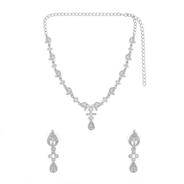 The99jewel_Elegant_Austrian_Stone_Party_Wear_Necklace_Set_Silver