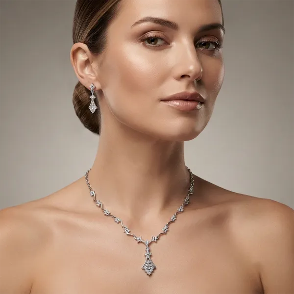 The99jewel_Elegant_Austrian_Stone_Party_Wear_Necklace_Set_Silver