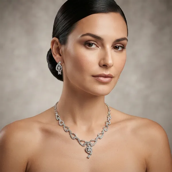 The99jewel_Sparkling_Austrian_Stone_Jewellery_Set_With_Earrings_Silver