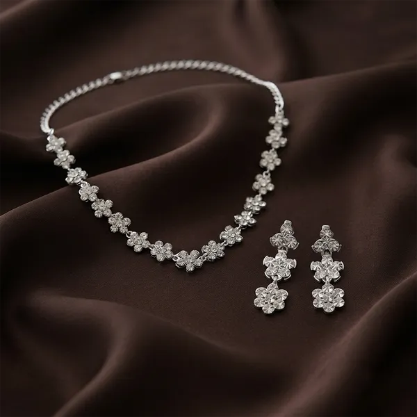 The99jewel_Sparkling_Austrian_Stone_Jewellery_Set_With_Earrings_Silver