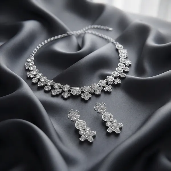 The99jewel_Sparkling_Austrian_Stone_Jewellery_Set_With_Earrings_Silver