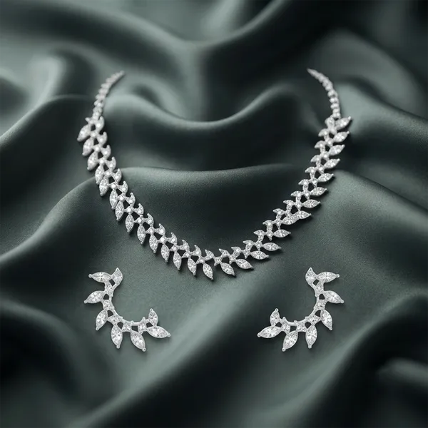 The99jewel_Sparkling_Austrian_Stone_Jewellery_Set_With_Earrings_Silver