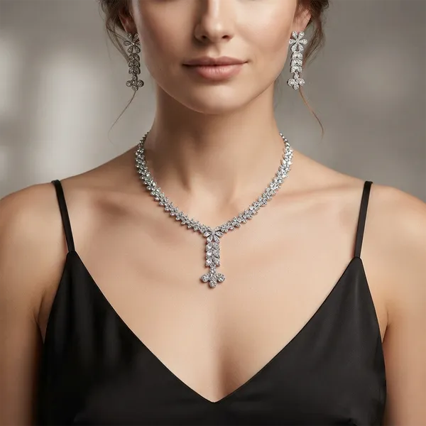 The99jewel_Sparkling_Austrian_Stone_Jewellery_Set_With_Earrings_Silver