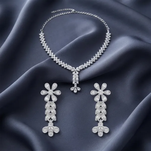 The99jewel_Sparkling_Austrian_Stone_Jewellery_Set_With_Earrings_Silver