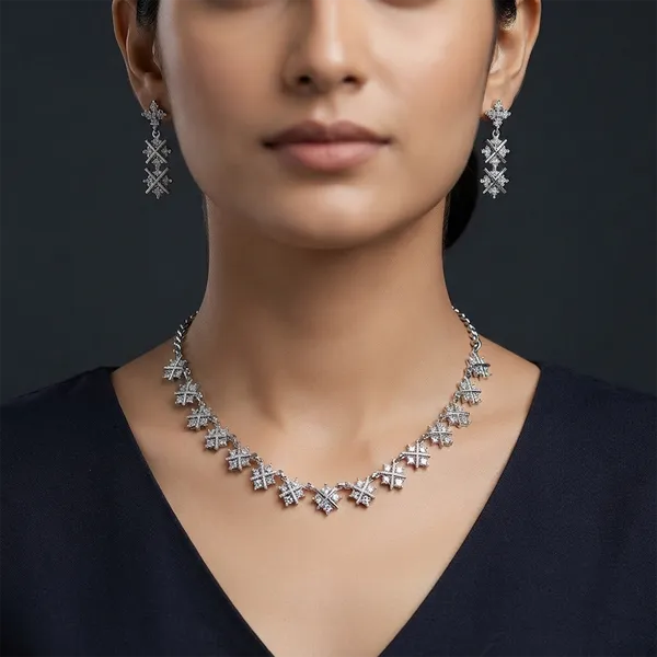 The99jewel_Glamorous_Austrian_Stone_Necklace_Set_Silver