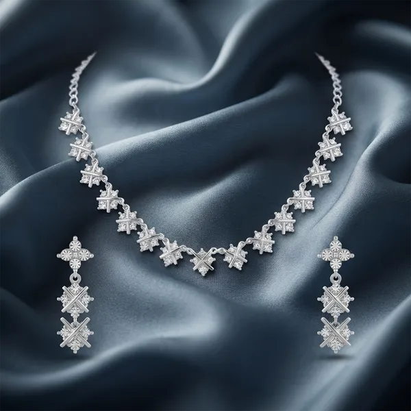 The99jewel_Glamorous_Austrian_Stone_Necklace_Set_Silver