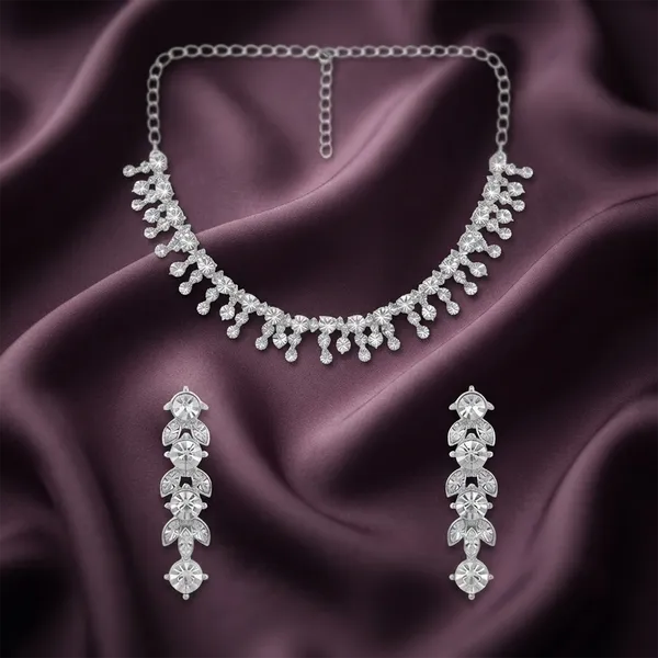 The99jewel_Glamorous_Austrian_Stone_Necklace_Set_Silver