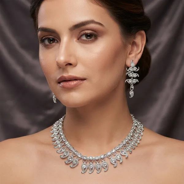 The99jewel_Radiant_Austrian_Stone_Fashion_Necklace_Set_Silver