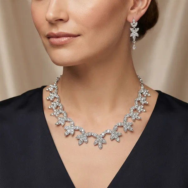 The99jewel_Radiant_Austrian_Stone_Fashion_Necklace_Set_Silver
