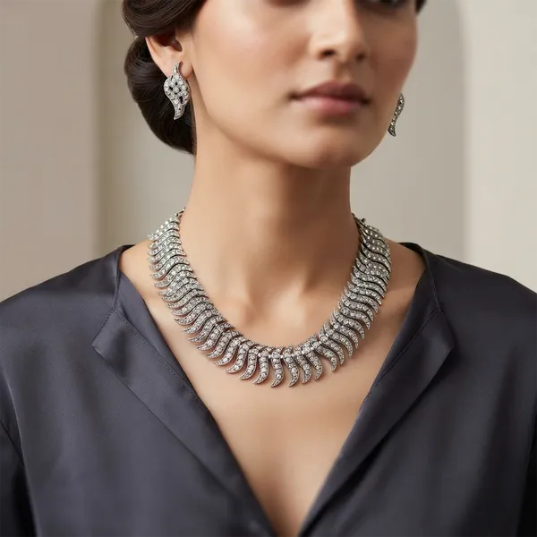The99jewel_Radiant_Austrian_Stone_Fashion_Necklace_Set_Silver