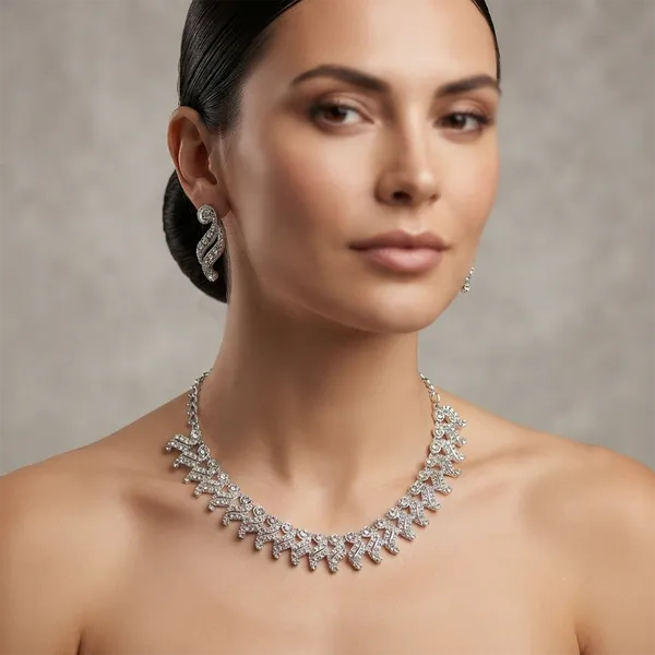 The99jewel_Designer_Austrian_Stone_Statement_Necklace_Set_Silver