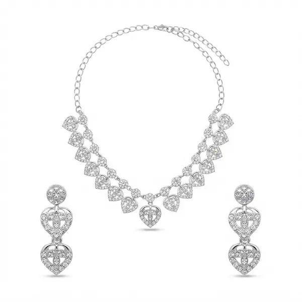 The99jewel_Designer_Austrian_Stone_Statement_Necklace_Set_Silver
