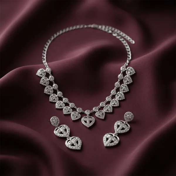 The99jewel_Designer_Austrian_Stone_Statement_Necklace_Set_Silver