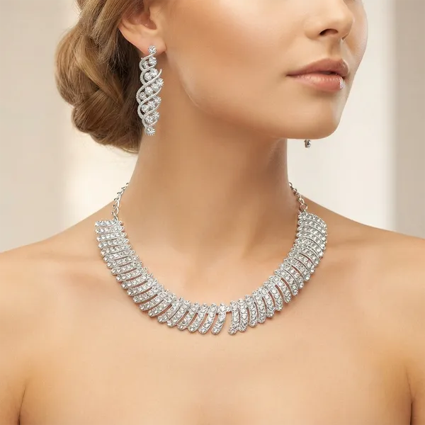 The99jewel_Designer_Austrian_Stone_Statement_Necklace_Set_Silver