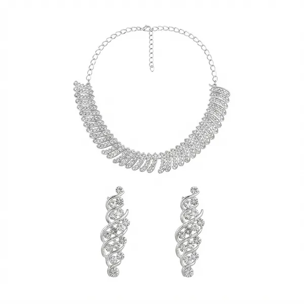 The99jewel_Designer_Austrian_Stone_Statement_Necklace_Set_Silver