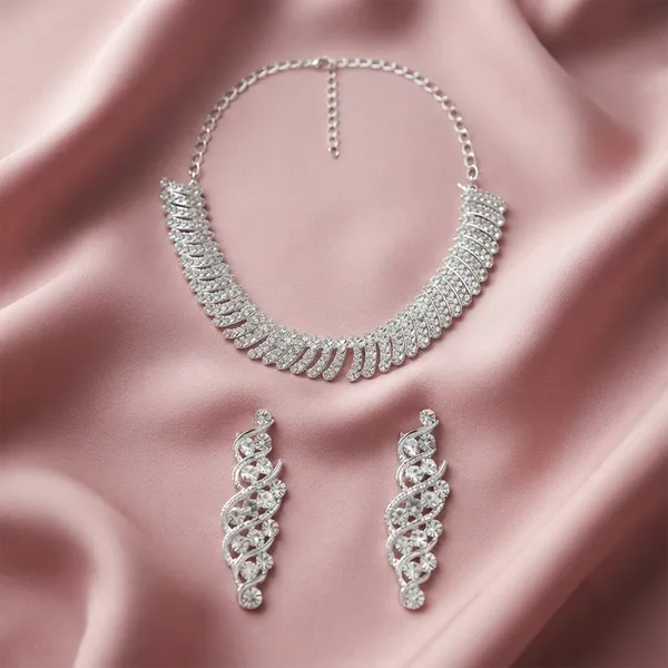 The99jewel_Designer_Austrian_Stone_Statement_Necklace_Set_Silver