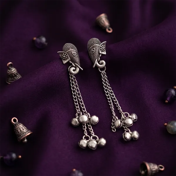 The99jewel_Oxidised_Plated_Elephant_Kashmiri_Ghungroo_Dangler_Earrings_Oxidised
