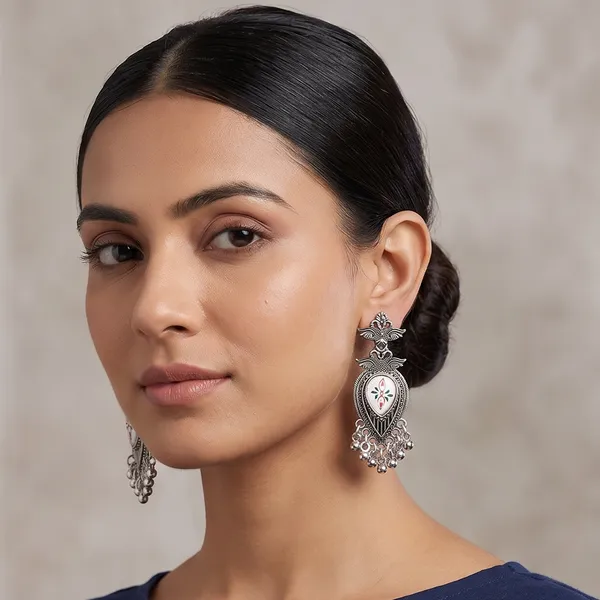 The99jewel_Oxidised_Plated_Pearl_Dangler_Earrings_Oxidised