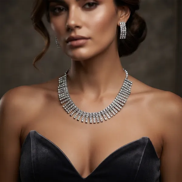 The99jewel_Sparkling_Austrian_Stone_Jewellery_Set_With_Earrings_Silver