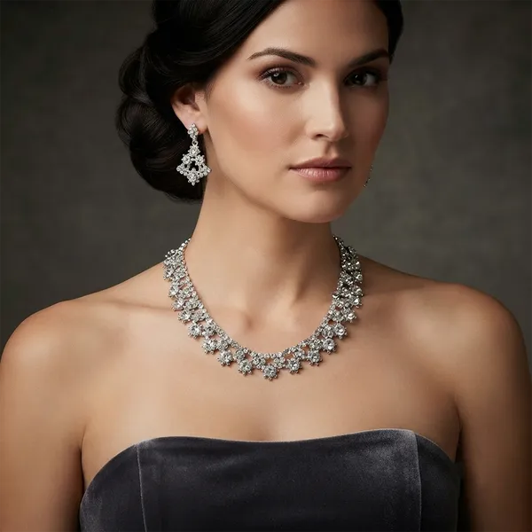 The99jewel_Sparkling_Austrian_Stone_Jewellery_Set_With_Earrings_Silver