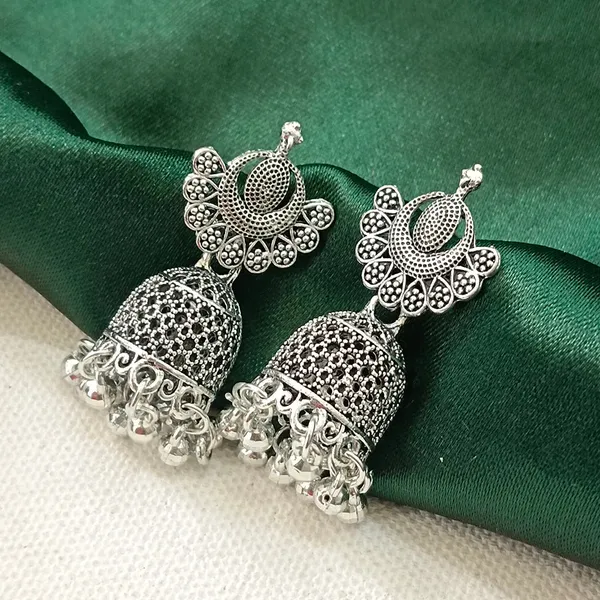 The99jewel_Oxidised_Plated_Peacock_Jhumki_Earrings_Oxidised