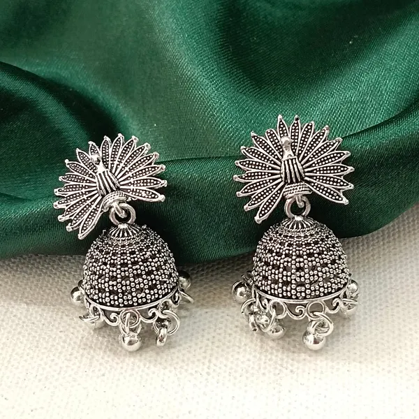 The99jewel_Oxidised_Plated_Peacock_Jhumki_Earrings_Oxidised