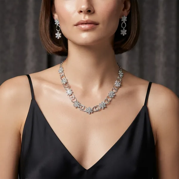 The99jewel_Luxe_Austrian_Necklace_Set_With_Earrings_Silver
