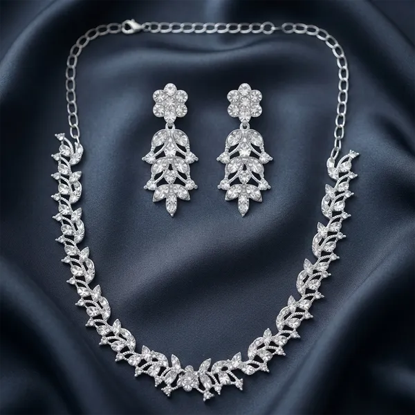 The99jewel_Luxe_Austrian_Necklace_Set_With_Earrings_Silver
