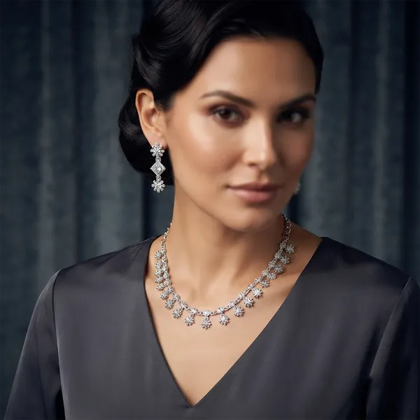 The99jewel_Dazzling_Austrian_Stone_Necklace_Set_With_Earrings_Silver