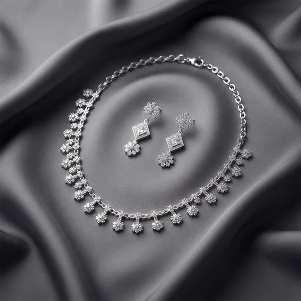 The99jewel_Dazzling_Austrian_Stone_Necklace_Set_With_Earrings_Silver