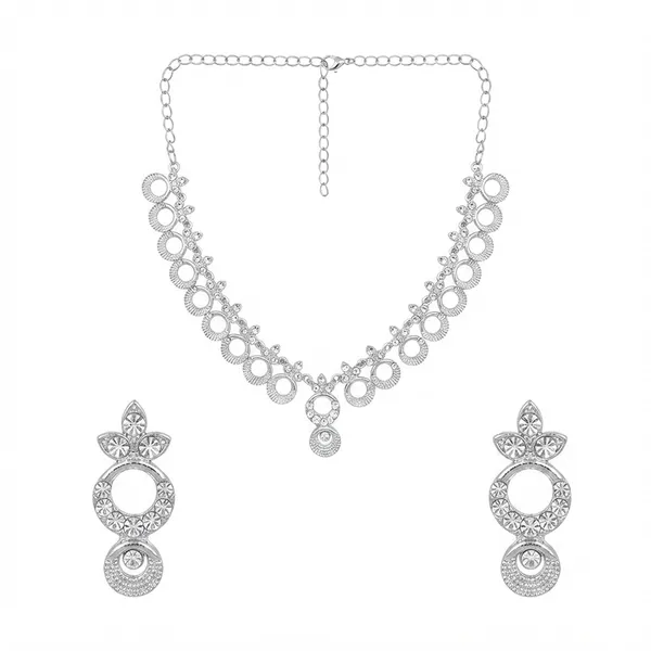 The99jewel_Dazzling_Austrian_Stone_Necklace_Set_With_Earrings_Silver