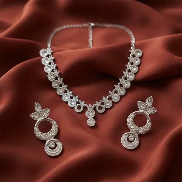 The99jewel_Dazzling_Austrian_Stone_Necklace_Set_With_Earrings_Silver