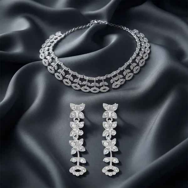 The99jewel_Sparkling_Austrian_Stone_Jewellery_Set_With_Earrings_Silver