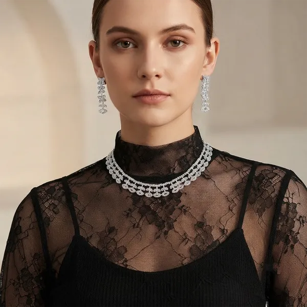 The99jewel_Sparkling_Austrian_Stone_Jewellery_Set_With_Earrings_Silver