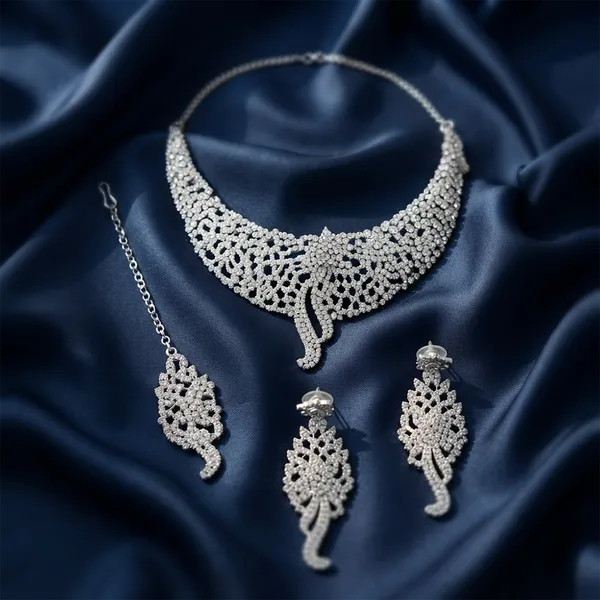 The99jewel_Sparkling_Austrian_Stone_Jewellery_Set_With_Earrings_Silver