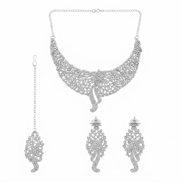 The99jewel_Sparkling_Austrian_Stone_Jewellery_Set_With_Earrings_Silver