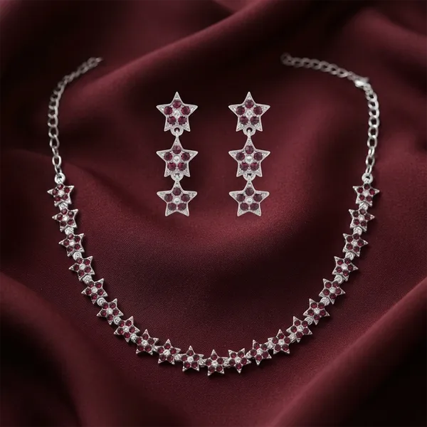 The99jewel_Sparkling_Austrian_Stone_Jewellery_Set_With_Earrings_Silver