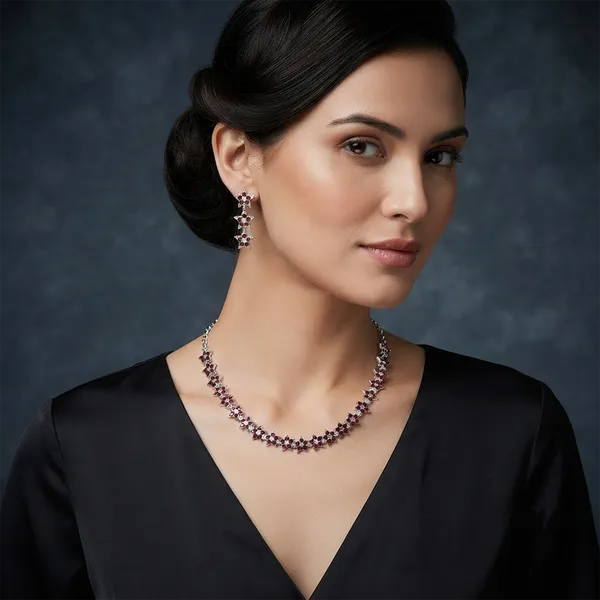 The99jewel_Sparkling_Austrian_Stone_Jewellery_Set_With_Earrings_Silver