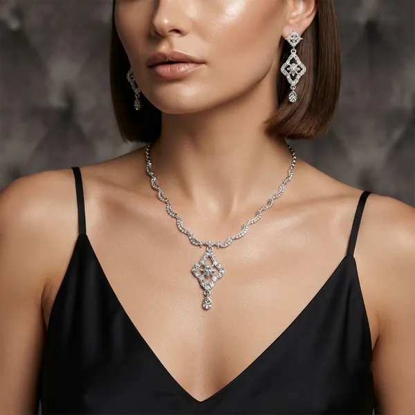 The99jewel_Radiant_Austrian_Necklace_Set_With_Earrings_Silver
