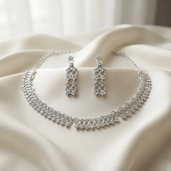 The99jewel_Radiant_Austrian_Necklace_Set_With_Earrings_Silver