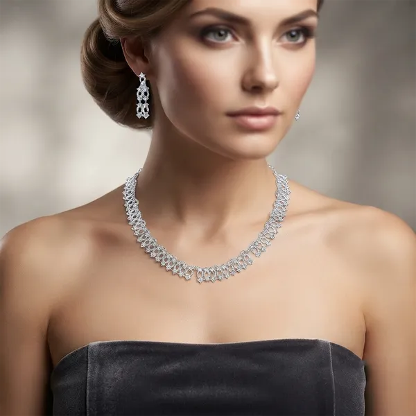 The99jewel_Radiant_Austrian_Necklace_Set_With_Earrings_Silver