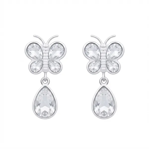 The99jewel_Silver_Plated_Crystal_Butterfly_Drop_Earrings_For_Women_Silver