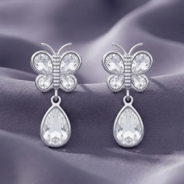 The99jewel_Silver_Plated_Crystal_Butterfly_Drop_Earrings_For_Women_Silver