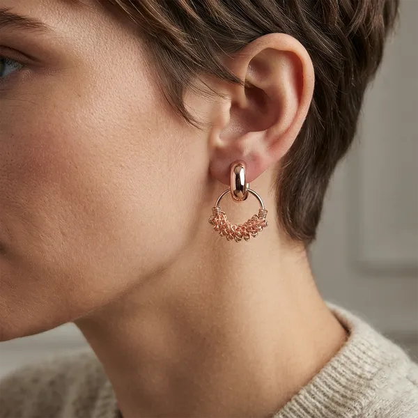 The99jewel_Rose_Gold_Plated_Designer_Hoop_Earrings_For_Women_Rose_Gold