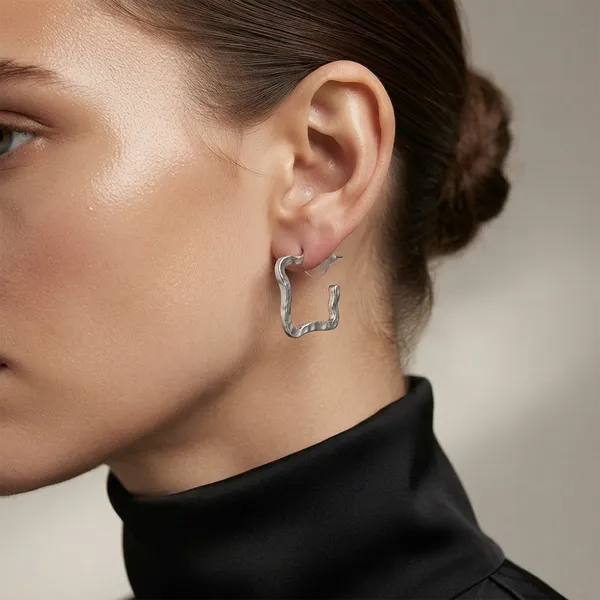 The99jewel_Trendy_Silver_Geometric_Hoop_Earrings_For_Women_Silver
