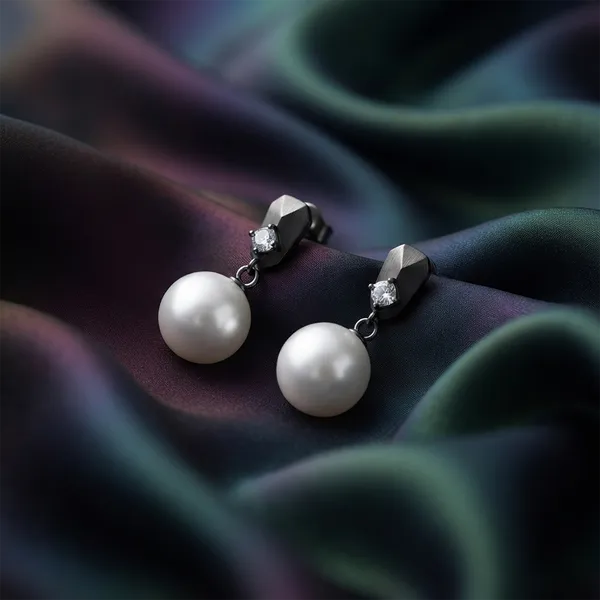 The99jewel_Trendy_Silver_Pearl_Drop_Stud_Earrings_For_Women_Silver