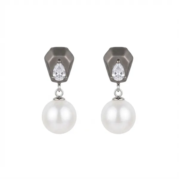 The99jewel_Trendy_Silver_Pearl_Drop_Stud_Earrings_For_Women_Silver