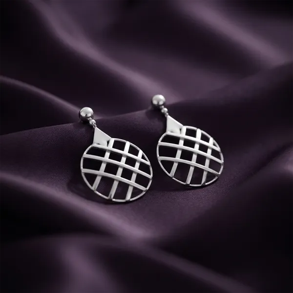 The99jewel_Stylish_Silver_Geometric_Round_Dangle_Earrings_For_Women_Silver
